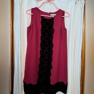 Elegant Black and Burgundy Lace Dress